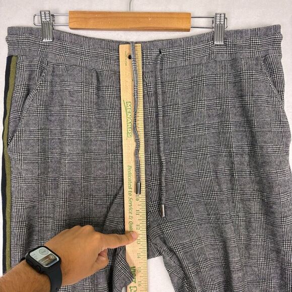 Maeve by Anthropologie Black Plaid with Sparkle Striped Side Pants Size Large - Picture 5 of 12